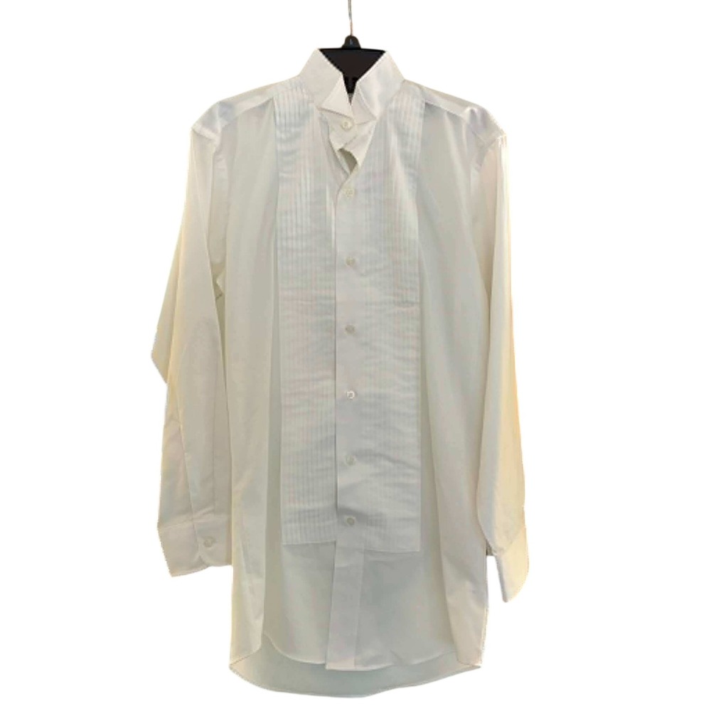 Neil Allyn Tuxedo Shirt Mens XS White Wing Collar Pleated Bib Formal Wedding